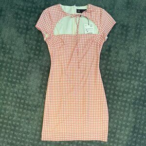 ZARA Pink Gingham Cut-Out Mini Dress – XS